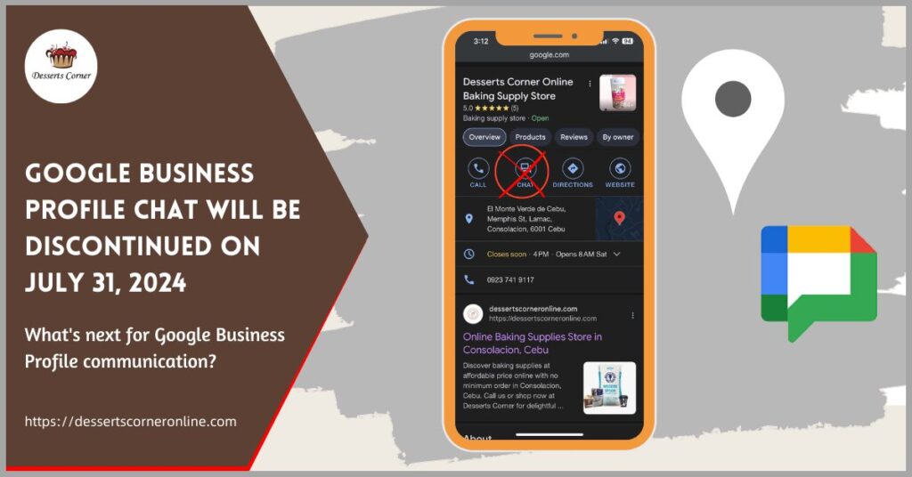 Google's chat in Google Business Profile - Desserts Corner